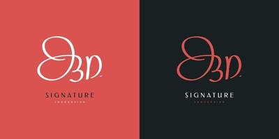 bd aanvankelijk logo-ontwerp met handschriftstijl. bd handtekening logo of symbool voor bruiloft, mode, sieraden, boutique, botanische, bloemen en zakelijke identiteit vector