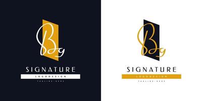 bg eerste logo-ontwerp met handschriftstijl. bg handtekening logo of symbool voor bruiloft, mode, sieraden, boutique, botanische, bloemen en zakelijke identiteit vector