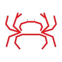 krabben lijnen zeevruchten rood logo vector pictogram illustratie ontwerp
