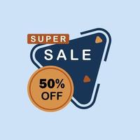 super sale 50 procent korting op label met platte stijl vector