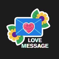 de sticker is een liefdesboodschap. een lachend hart in een envelop. vector