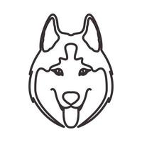 lijnen hipster schattig hoofd hond Siberische husky logo vector pictogram illustratie ontwerp