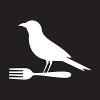 vogel met vork logo vector pictogram illustratie ontwerp