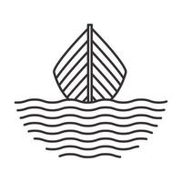 boot hout met zeewater lijnen hipster logo symbool vector pictogram illustratie grafisch ontwerp