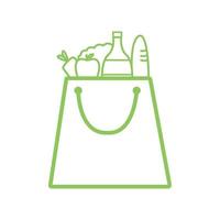 boodschappentassen lijnen met groenten en fruit logo symbool vector pictogram grafisch ontwerp illustratie