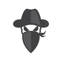 schedel cowboy met hoed en masker logo ontwerp vector grafisch symbool pictogram teken illustratie creatief idee