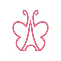 vlinder met eiffeltoren logo symbool pictogram vector grafisch ontwerp illustratie