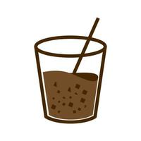 verse chocolade drinken ijs met glas logo symbool pictogram vector grafisch ontwerp illustratie idee creatief
