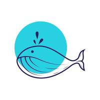 lijn schattig grote walvis logo ontwerp vector grafisch symbool pictogram teken illustratie creatief idee