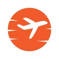 vervoer hemel vliegtuig reizen met zonsondergang logo vector pictogram illustratie ontwerp