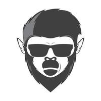 gezicht coole aap met zonnebril logo ontwerp vector grafisch symbool pictogram teken illustratie creatief idee