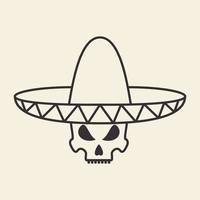 lijnen hoed mexico sumbrero met schedel logo ontwerp vector pictogram symbool illustratie