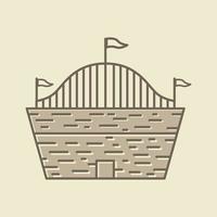 vintage lijn gebouw kasteel muur logo vector pictogram illustratie ontwerp