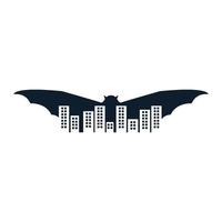 dierlijke vleermuisvleugels met stadslogo vector pictogram illustratie ontwerp