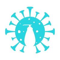 handdesinfecterende spray met virus logo vector symbool pictogram ontwerp grafische illustratie