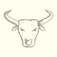 hoofd koe of vee gegraveerd vintage logo vector pictogram illustratie