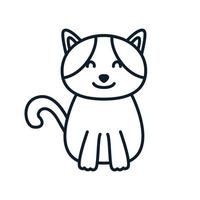kat of kitty of kitten of huisdier lijn gelukkig schattig cartoon logo vectorillustratie vector