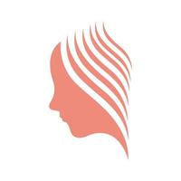 kant hoofd gezicht vrouw haar roze logo symbool pictogram vector grafisch ontwerp illustratie idee creatief