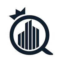 q voor koningin gebouw kroon logo vector pictogram illustratie ontwerp