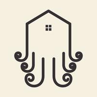 lijn huis met octopus logo symbool pictogram vector grafisch ontwerp illustratie idee creatief