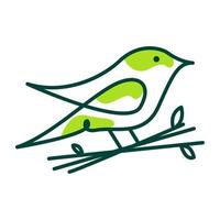 zeer fijne tekeningen abstract groen vogeltje schattig logo vector symbool pictogram ontwerp illustratie