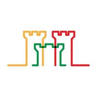 kleurrijke lijn schetst abstracte kasteel logo vector pictogram illustratie