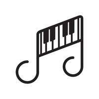 piano met muzieknoot uniek logo symbool pictogram vector grafisch ontwerp illustratie idee creatief