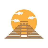 piramide met zonsondergang vintage logo vector illustratie ontwerp