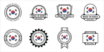 set gemaakt in Zuid-korea logo overzicht vector illustratie sjabloon pictogram grafisch ontwerp. bundelverzameling van vlaggenland met verschillende badges en typografie