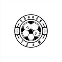 voetbal of voetbal logo vintage vector illustratie sjabloon pictogram grafisch ontwerp. sport retro embleem met cirkelbadge en typografie