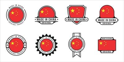 set gemaakt in china logo overzicht vector illustratie sjabloon pictogram grafisch ontwerp. bundelverzameling van vlaggenland met verschillende badges en typografie