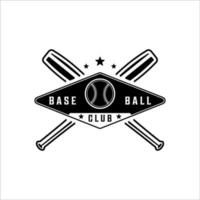 honkbal logo vintage vector illustratie sjabloon pictogram grafisch ontwerp. bal en vleermuis retro symbool sport silhouet voor professionele club en academie