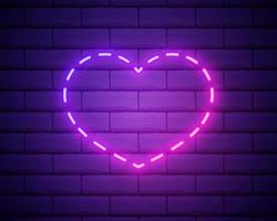 neonhart. heldere nacht neon uithangbord op bakstenen muur achtergrond met achtergrondverlichting. retro roze neon hart teken. ontwerpelement voor gelukkige Valentijnsdag. reclame voor nachtlampjes. vectorillustratie. vector