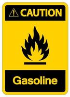 voorzichtigheid benzine symbool teken op witte achtergrond vector