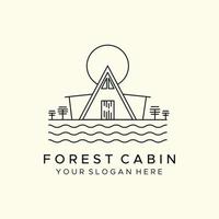 bos cabine eenvoudige lijn kunst pictogram logo sjabloon vector illustratie ontwerp