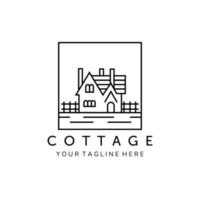 cottage lijn kunst embleem minimalistische logo vector illustratie sjabloonontwerp. huis, huis, accommodatie logo-ontwerp