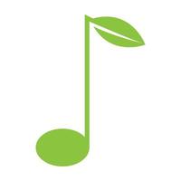 abstracte noot muziek met blad logo vector pictogram illustratie ontwerp