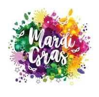 illustratie van carnaval mardi gras op veelkleurige aquarel vlekken, kleuren van de mardi gras. carnaval, aquarel verven. vector