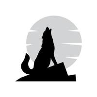 wolf huilen op heuvel logo ontwerp vector symbool pictogram illustratie