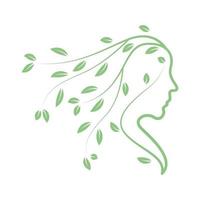 kant gezicht vrouw met blad wijnstokken logo symbool pictogram vector grafisch ontwerp illustratie idee creatief
