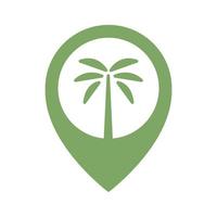 eenvoudige palm met pin kaart locatie logo vector pictogram illustratie ontwerp