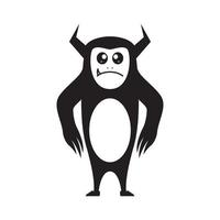 schattig zwart monster verdrietig logo ontwerp vector grafisch symbool pictogram teken illustratie creatief idee