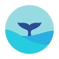 blauwe zee abstract met walvis staart logo vector symbool pictogram ontwerp grafische afbeelding