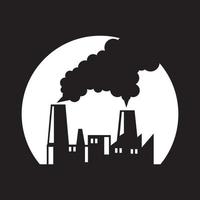 nacht met fabrieken en rook logo ontwerp vector grafisch symbool pictogram teken illustratie creatief idee