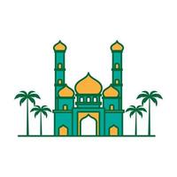 kleurrijke moskee modern met bomen logo symbool vector pictogram illustratie grafisch ontwerp