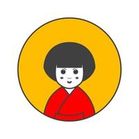 meisje schattig gezicht aziatische cultuur rode jurk logo ontwerp vector grafisch symbool pictogram teken illustratie creatief id