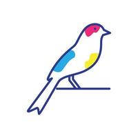 lijn abstract kleurrijk vogel kanarie logo ontwerp vector grafisch symbool pictogram teken illustratie creatief idee