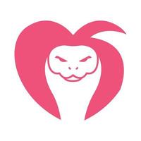 slang cobra met liefde vorm logo vector symbool pictogram ontwerp illustratie