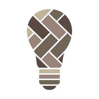 gloeilamp lamp veelhoek met hout logo ontwerp vector grafisch symbool pictogram teken illustratie creatief idee