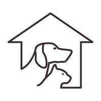 huisdieren hond kat met huislijnen logo symbool pictogram vector grafisch ontwerp illustratie